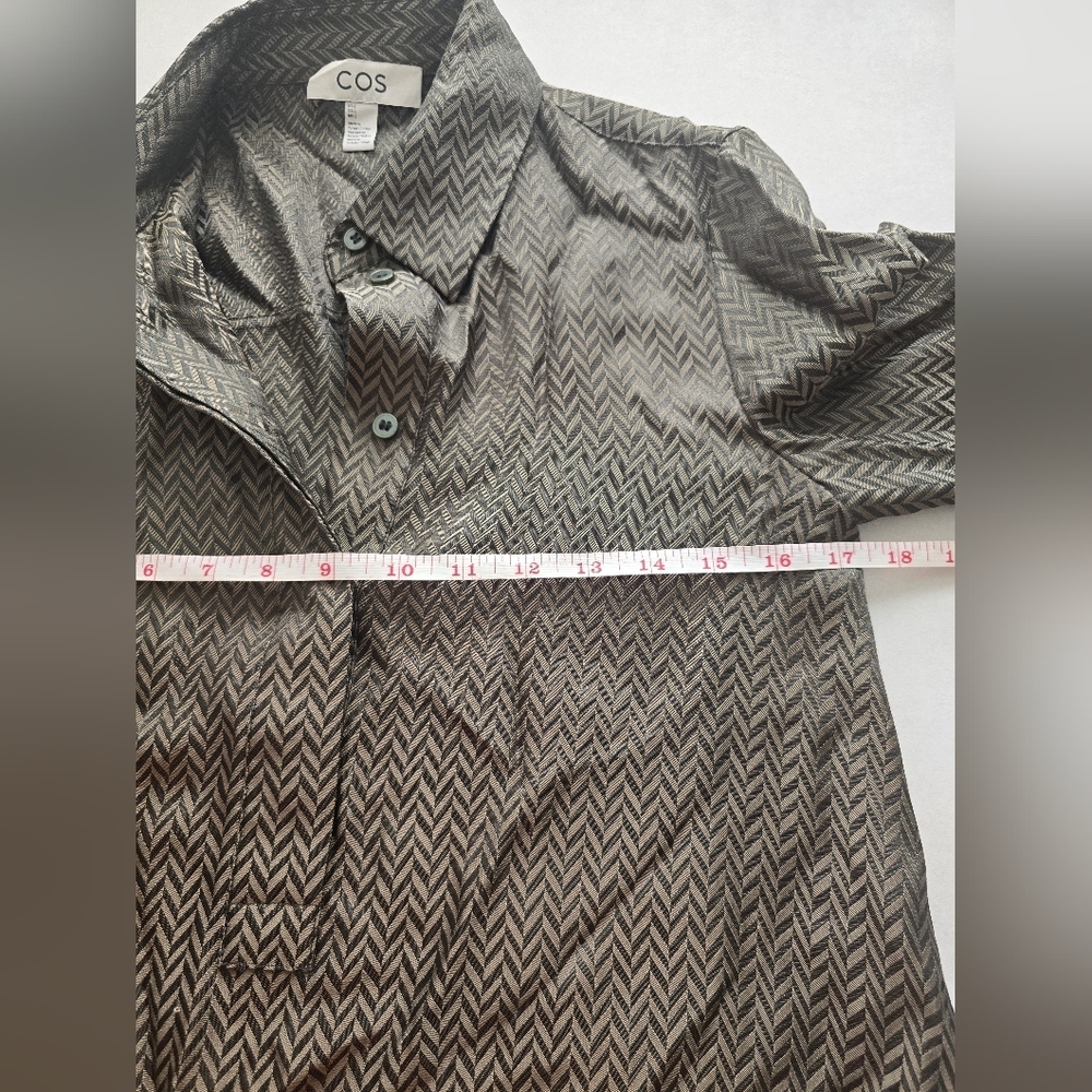 COS Herringbone Maxi Shirt Dress Size 2 In Green - Picture 7 of 14